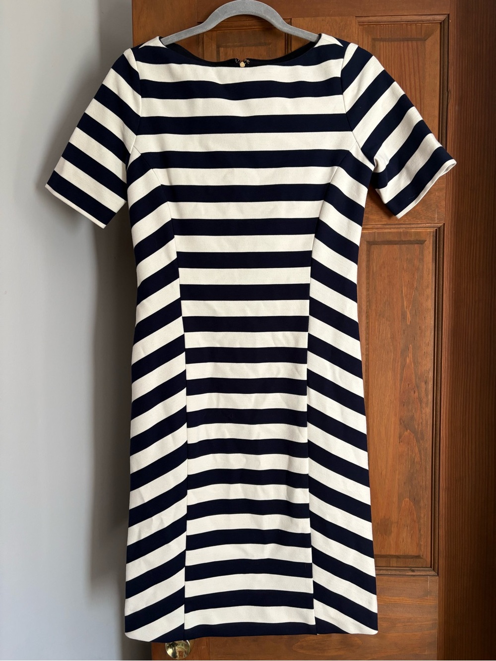 Tory Burch Size S Small Augusta Striped Fitted Stretch Short Sleeve Dress